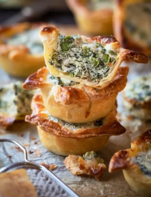 Tarts with Ricotta, Spinach and Peas recipe